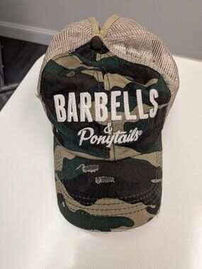 Barbells And Ponytails Camo  " LOGO" Mesh Ponytail Baseball Hat NEW